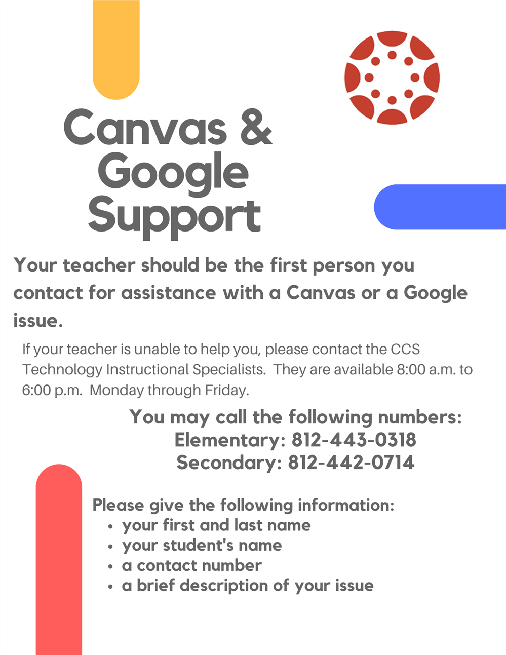 Canvas & Google Support Information